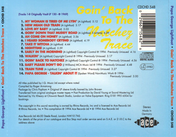 Papa Lightfoot : Goin' Back To The Natchez Trace (CD, Album)