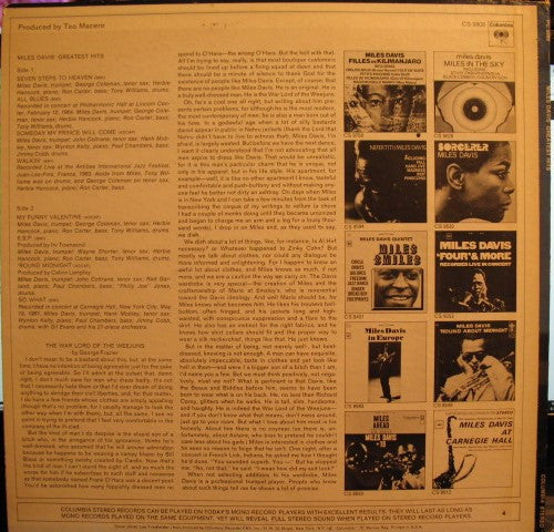 Miles Davis : Miles Davis' Greatest Hits (LP, Comp, RE, Ter)
