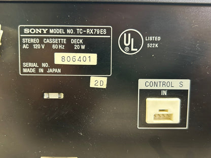 Sony TC-RX79ES Single Cassette Deck * ES Line * Fully Serviced * New Belts