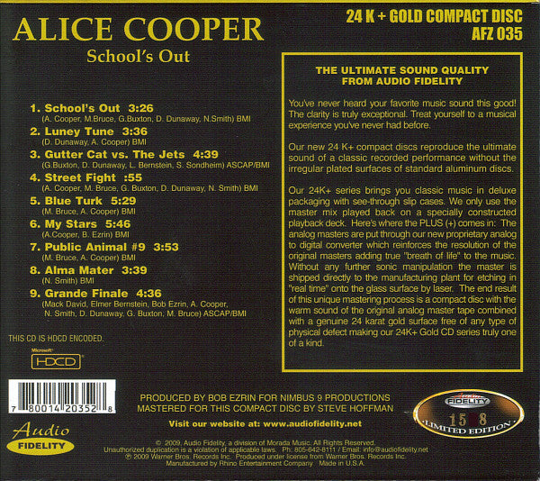 Alice Cooper : School's Out (HDCD, Album, Ltd, Num, RM)