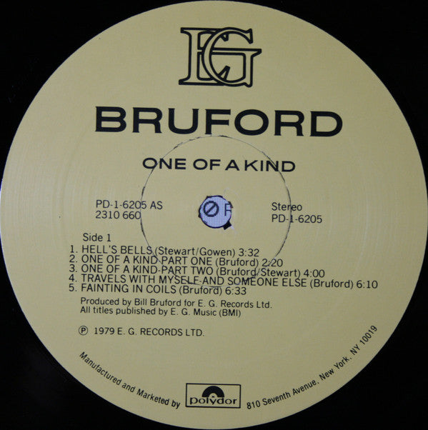 Bruford : One Of A Kind (LP, Album, PRC)