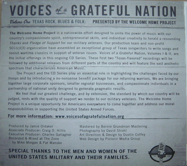 Various : Voices Of A Grateful Nation (Volume One Texas Rock, Blues & Folk) (CD, Comp)