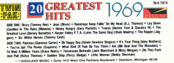 Various : 20 Greatest Hits - 1969 (Cass, Comp)