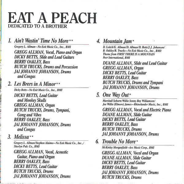 The Allman Brothers Band : Eat A Peach (CD, Album, RE, RM)