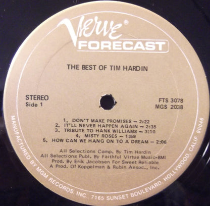Tim Hardin : The Best Of Tim Hardin (LP, Comp, RP, MGM)