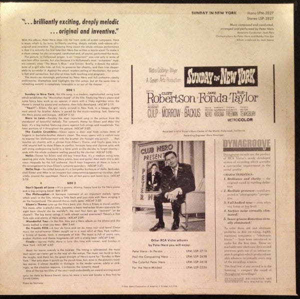 Peter Nero : Sunday In New York (LP, Album, Mono, Ind)