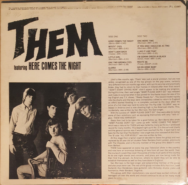 Them (3) : Here Comes The Night (LP, Album, Mono, Glo)