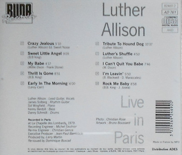 Luther Allison : Live In Paris (CD, Album)