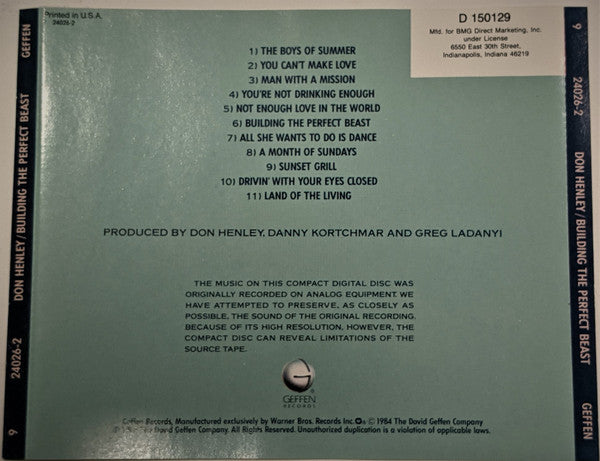 Don Henley : Building The Perfect Beast (CD, Album, Club)