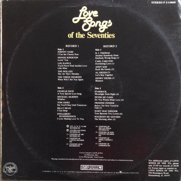 Various : Love Songs Of The Seventies (2xLP, Comp)