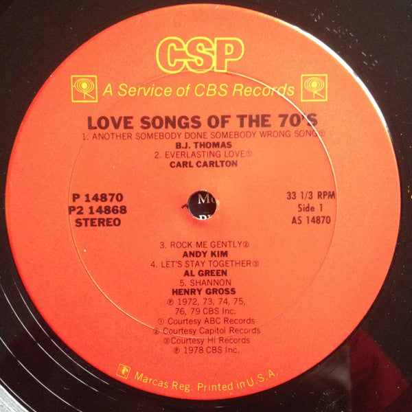 Various : Love Songs Of The Seventies (2xLP, Comp)