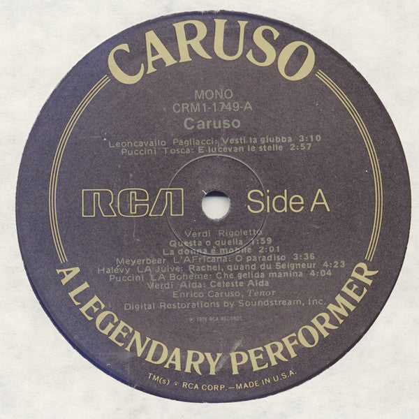 Caruso* : A Legendary Performer (LP, Comp, Mono)