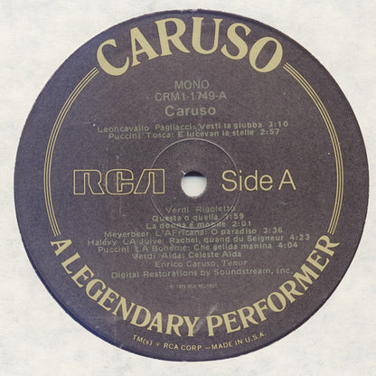 Caruso* : A Legendary Performer (LP, Comp, Mono)