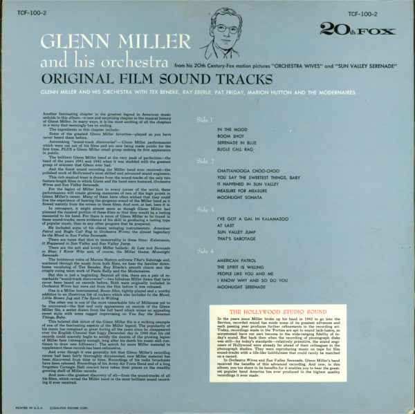 Glenn Miller And His Orchestra : Original Film Sound Tracks (2xLP, Comp)