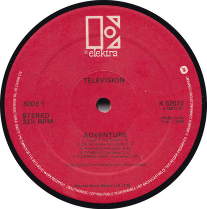 Television : Adventure (LP, Album, RP, Red)