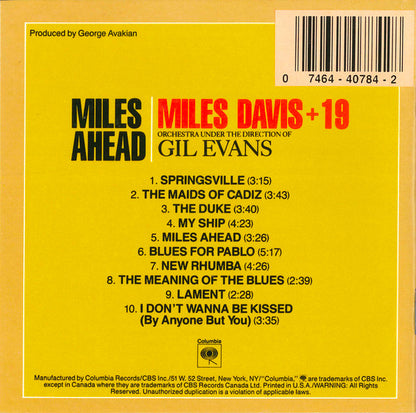 Miles Davis + 19, Gil Evans : Miles Ahead (CD, Album, RE, RM, DAD)