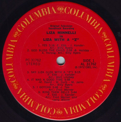 Liza Minnelli : Liza With A "Z" (A Concert For Television) (LP, Album, RE, San)