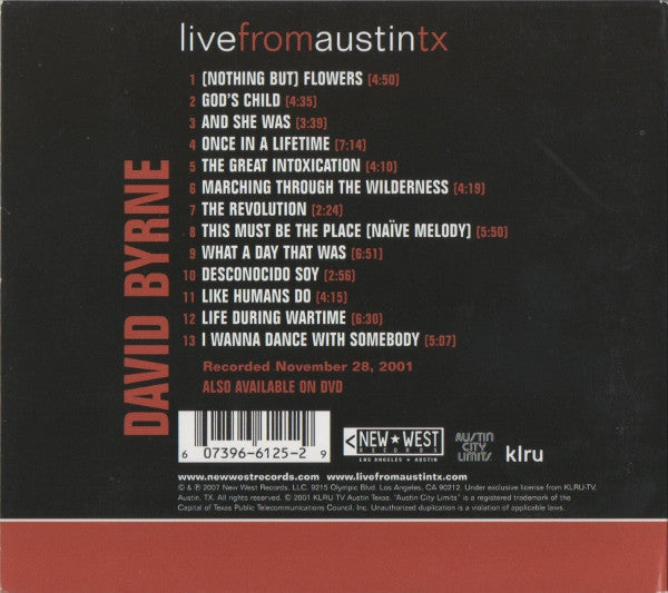 David Byrne : Live From Austin TX (CD, Album)