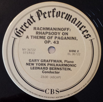 Rachmaninoff* - Graffman*, Bernstein*, New York Philharmonic : Piano Concerto No. 2 / Rhapsody On A Theme Of Paganini (LP, RE, RM)