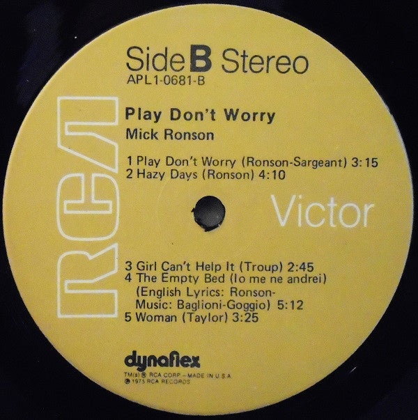 Mick Ronson : Play Don't Worry (LP, Album, Gat)