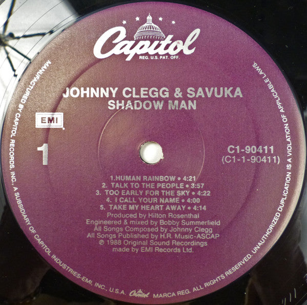 Johnny Clegg & Savuka : Shadow Man (LP, Album, SRC)