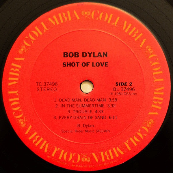 Bob Dylan : Shot Of Love (LP, Album, Pit)