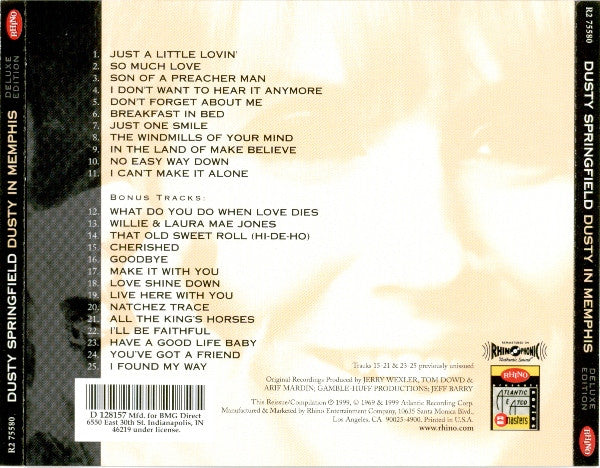 Dusty Springfield : Dusty In Memphis (CD, Album, Club, Dlx, RE, RM, Jew)