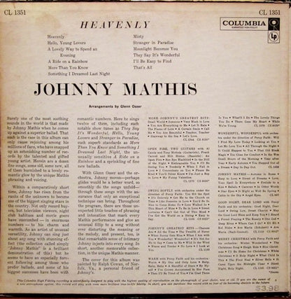 Johnny Mathis : Heavenly (LP, Album, Mono, Ter)