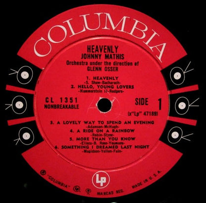 Johnny Mathis : Heavenly (LP, Album, Mono, Ter)