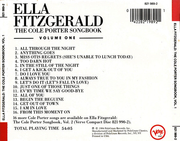 Ella Fitzgerald : The Cole Porter Songbook Volume One (CD, Album, RE, RM)