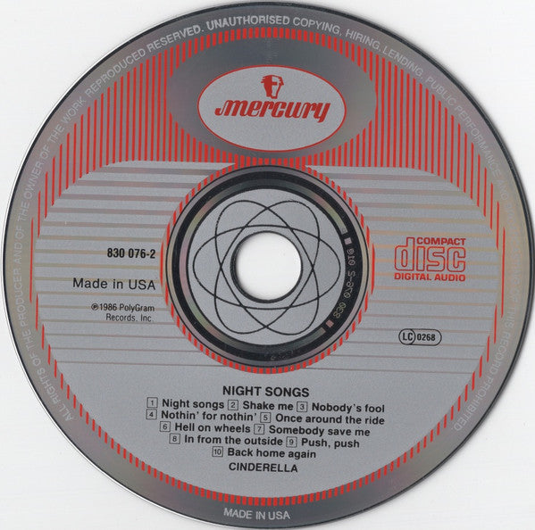 Cinderella (3) : Night Songs (CD, Album, PDO)