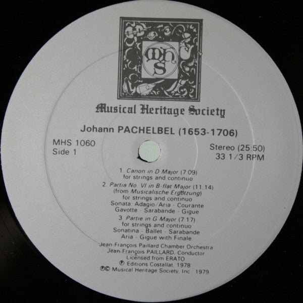 Johann Pachelbel, Jean-François Paillard Chamber Orchestra*, Jean-François Paillard : Canon In D Major (LP)