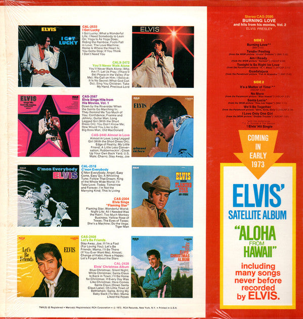 Elvis* : Burning Love And Hits From His Movies, Vol. 2 (LP, Comp, Ind)