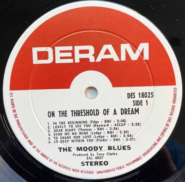 The Moody Blues : On The Threshold Of A Dream (LP, Album, Pit)