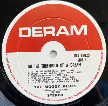 The Moody Blues : On The Threshold Of A Dream (LP, Album, Pit)