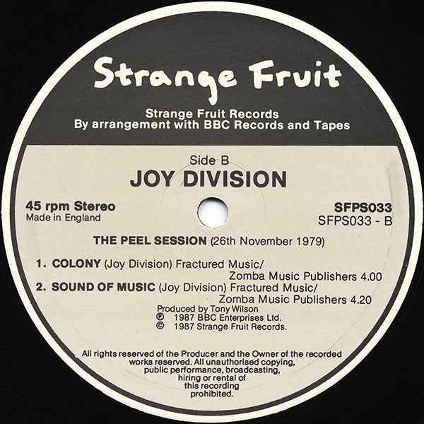 Joy Division : The Peel Sessions (12", EP, Ltd, Tex)