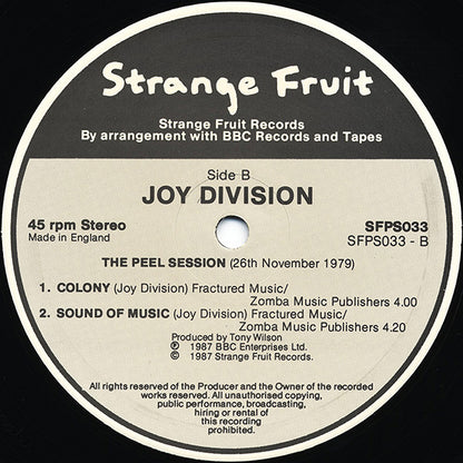 Joy Division : The Peel Sessions (12", EP, Ltd, Tex)