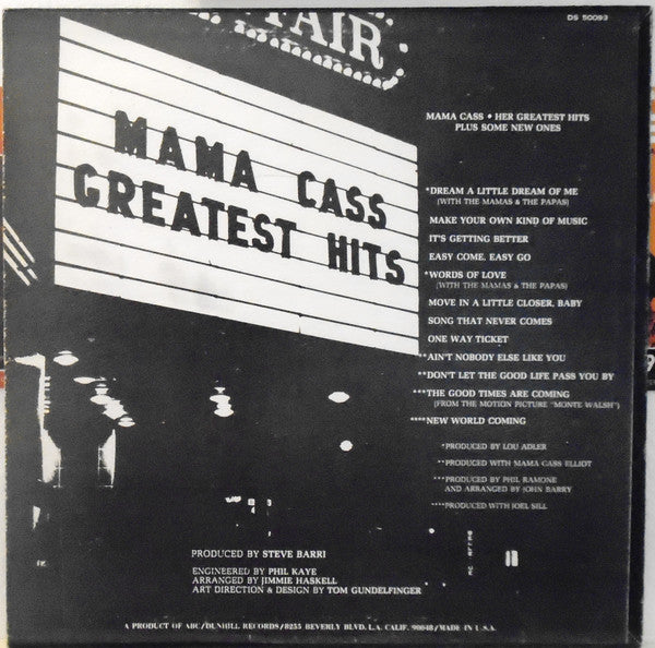 Mama Cass* : Mama's Big Ones: Her Greatest Hits (LP, Album, Comp)