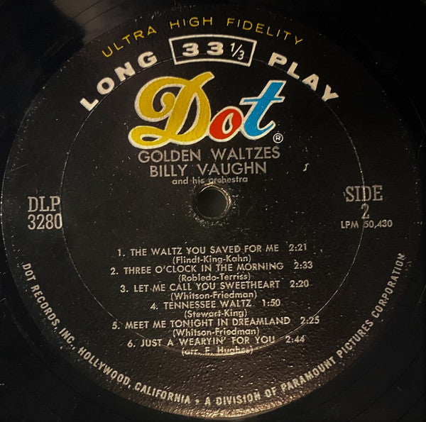 Billy Vaughn And His Orchestra : Golden Waltzes (LP, Album, Mono, Mon)