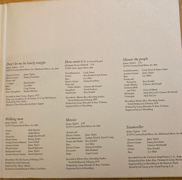 James Taylor (2) : James Taylor's Greatest Hits (LP, Comp, Pin)