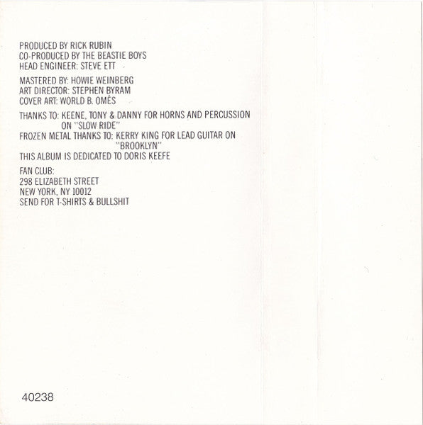 Beastie Boys : Licensed To Ill (Cass, Album)