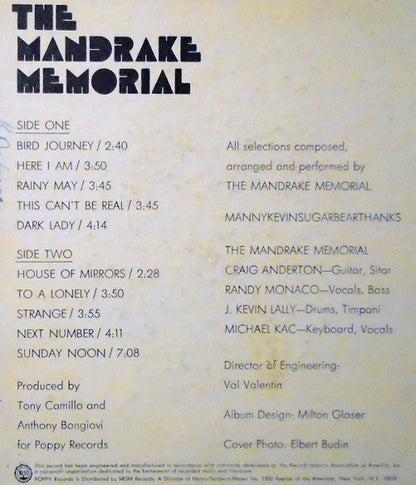 The Mandrake Memorial : The Mandrake Memorial (LP, Album, MGM)