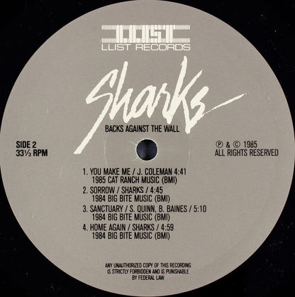 Sharks (10) : Backs Against The Wall (LP, Album)