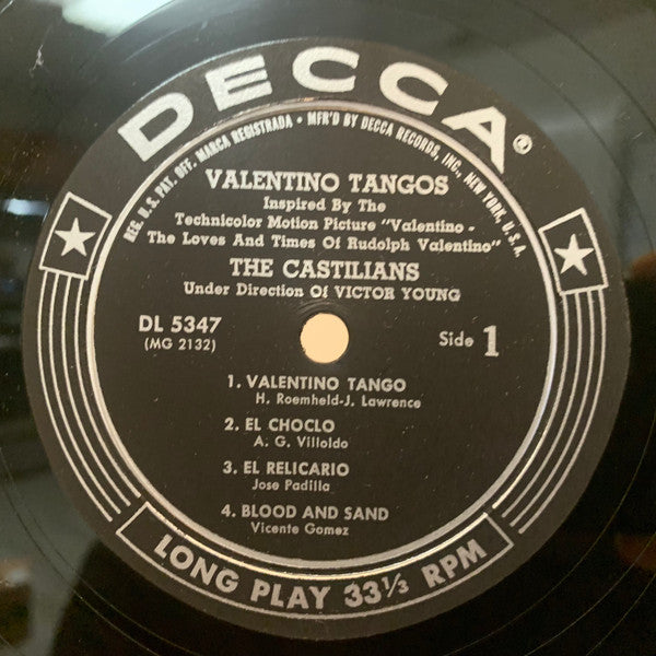 The Castilians Under The Direction Of Victor Young : Valentino (A Collection Of Tangos) (10", Album)
