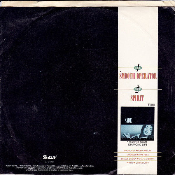 Sade : Smooth Operator (7", Single, Styrene, Pit)