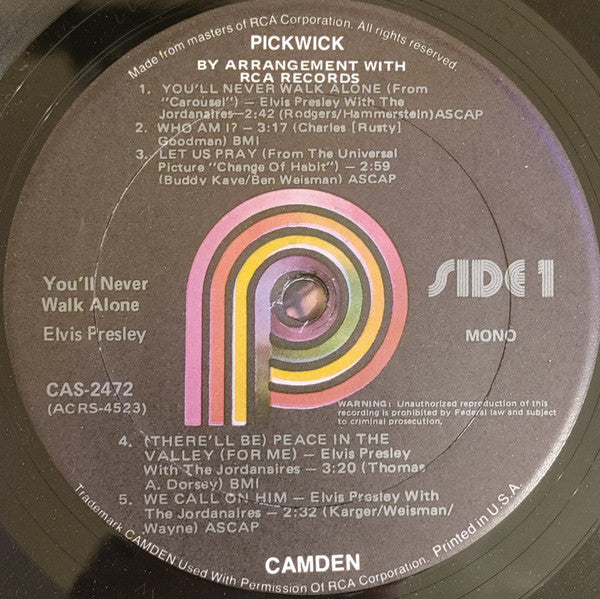 Elvis Presley : You'll Never Walk Alone (LP, Album, Comp, RE)