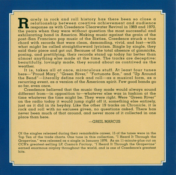 Creedence Clearwater Revival Featuring John Fogerty : Chronicle (The 20 Greatest Hits) (CD, Comp, RE, RM)