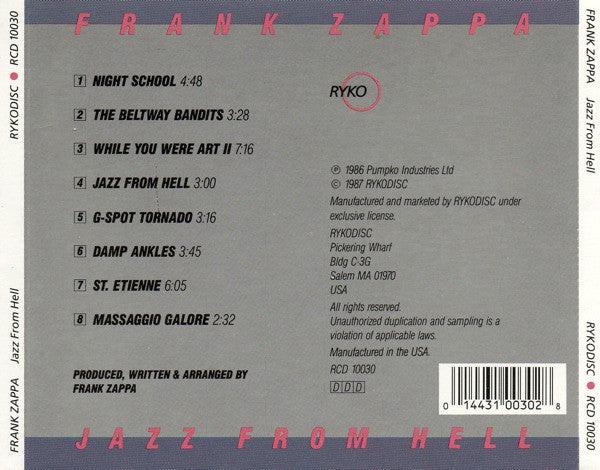 Frank Zappa : Jazz From Hell (CD, Album, RE)