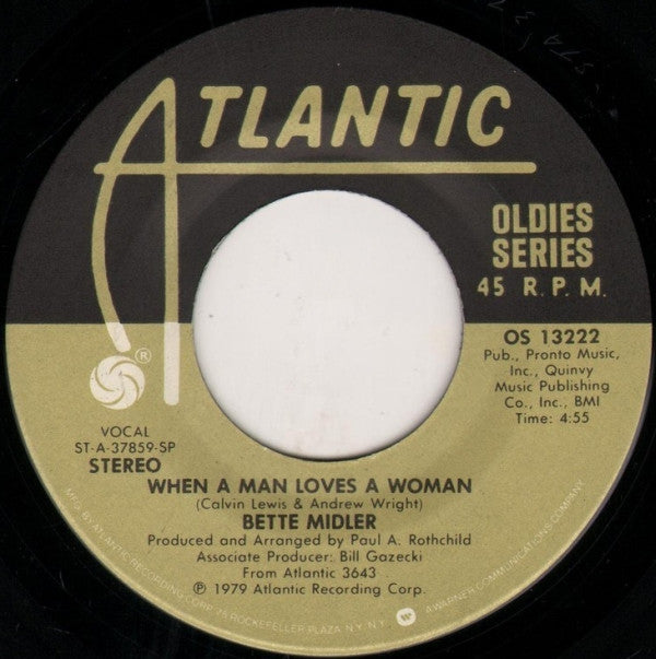 Bette Midler : When A Man Loves A Woman / The Rose (7", RE, Spe)