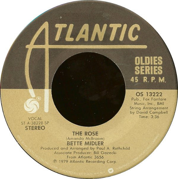 Bette Midler : When A Man Loves A Woman / The Rose (7", RE, Spe)